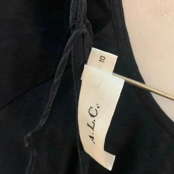 A.L.C. Cannon Draped-sleeves Silk Mini Dress In Midnight 10 - Picture 4 of 15